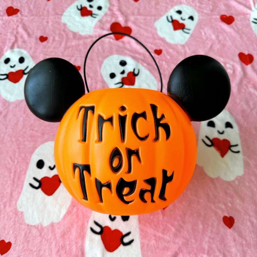 vintage disney halloween trick or treat bucket mickey pumpkin blow mold pail